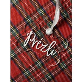 Csont alakú karácsonyfa dísz, saját névvel