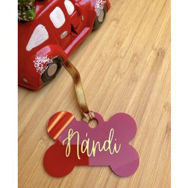 Csont alakú karácsonyfadísz - piros