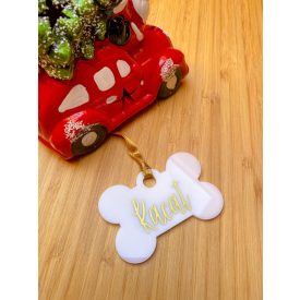 Csont alakú karácsonyfadísz - fehér