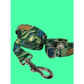 Zöld levél mintás póráz